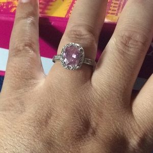 Silver ring w pink stud sz9